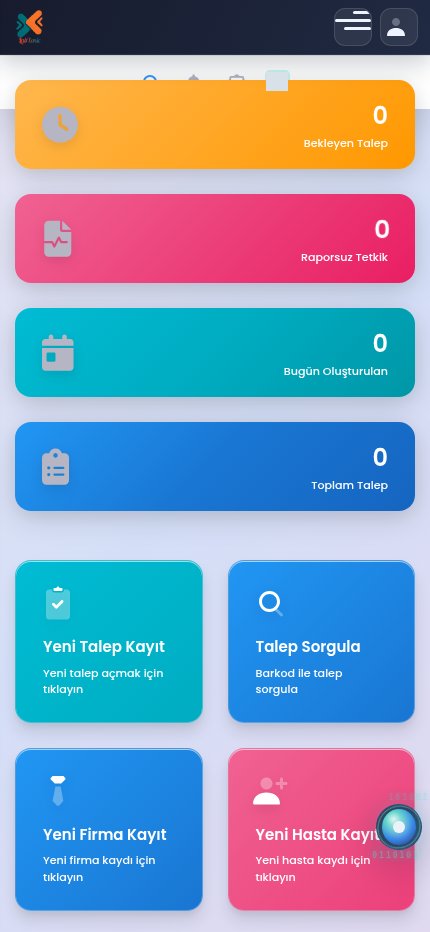 Mobil sağlık paneli; kişi ve firma bilgileri gizlenmiş ekran görüntüsü