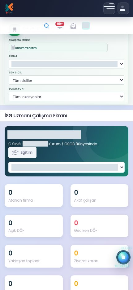 Mobil uzman ekranı; kişi ve firma bilgileri gizlenmiş ekran görüntüsü
